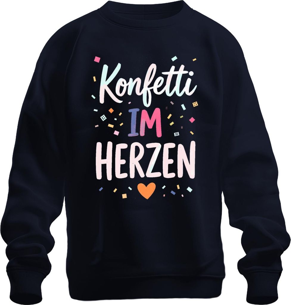 Konfetti im Herzen Fasching Köln Party Geschenk Pastell Karneval Uni Sweatshirt Pullover, Navy, L