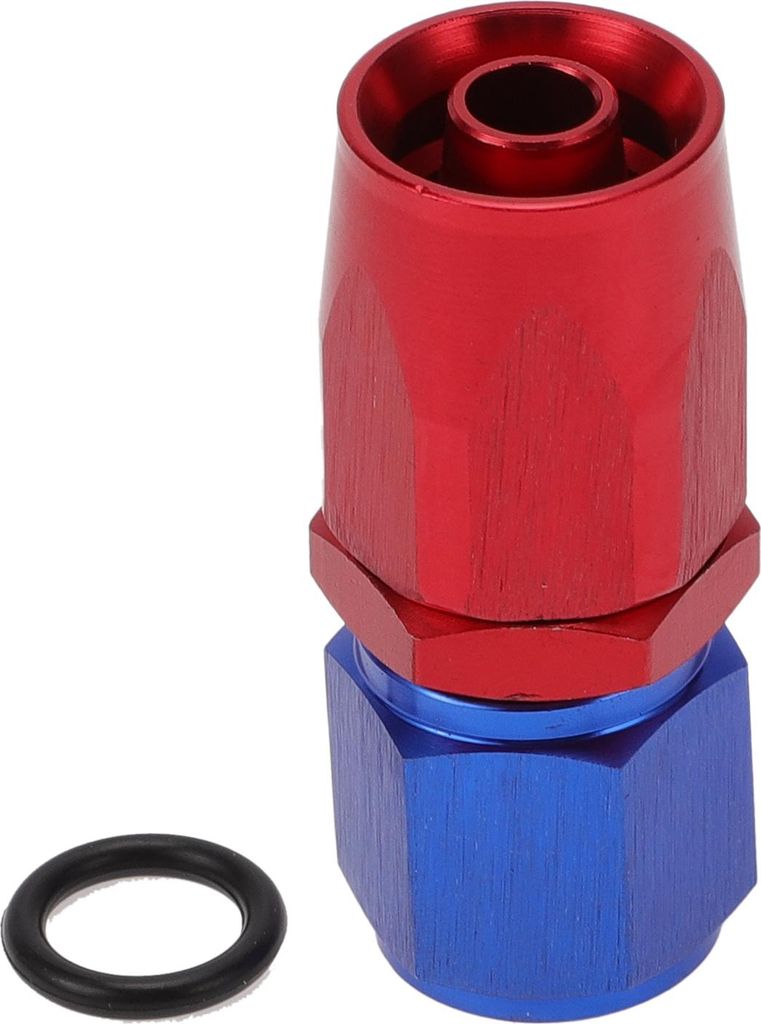 Männlicher Reduzierer-Schlauchanschluss TF-1001-AN6 0° Kraftstoffleitungskonnektor Aluminium mit O-Ring Rot, Blau