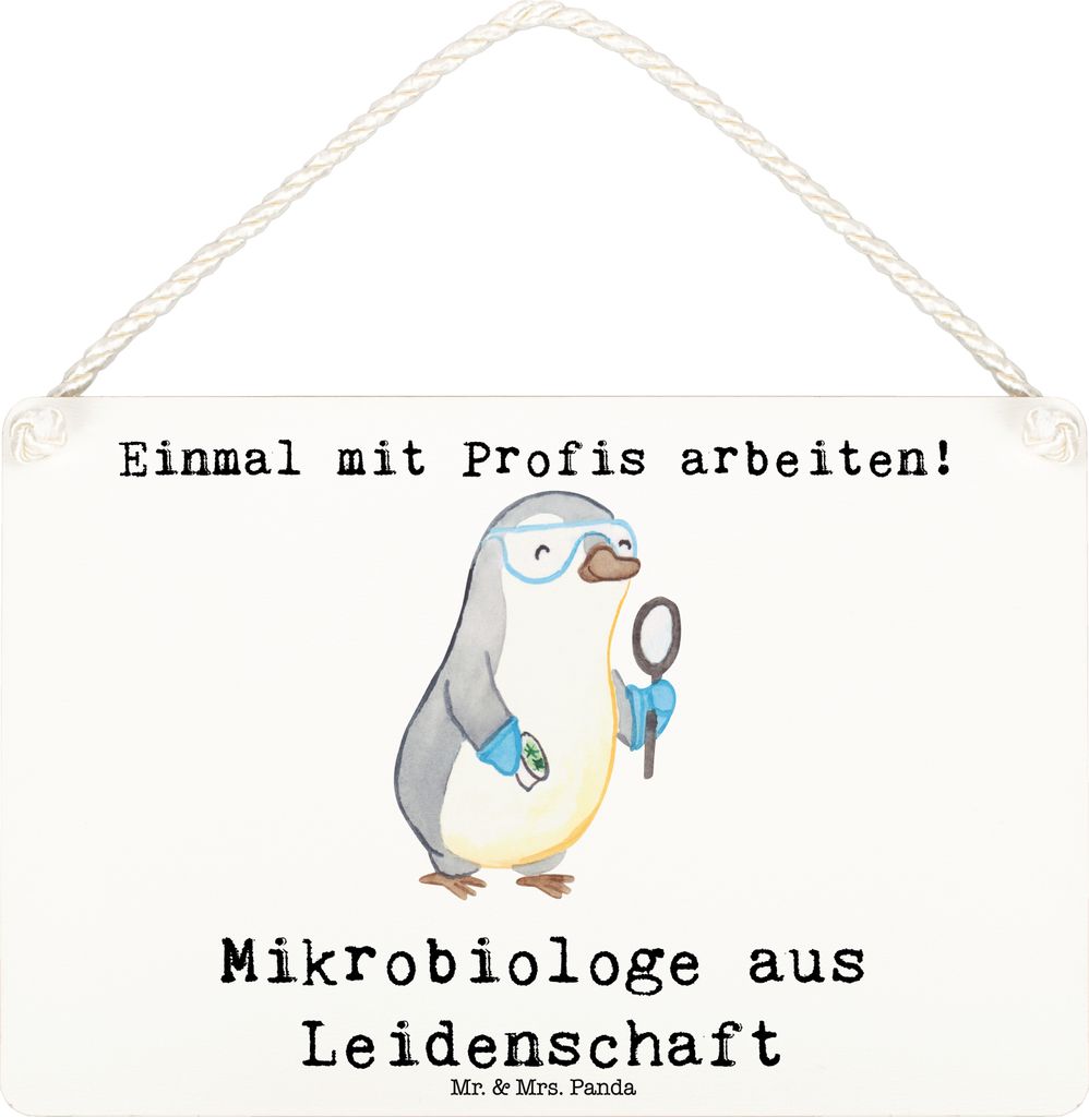 Mr. & Mrs. Panda Schild Mikrobiologe Leidenschaft DIN A6 - Weiß - Geschenk, Labor, Spruch, wandtafel, holzbild, Forschung, Beruf, kleine aufmerksa...