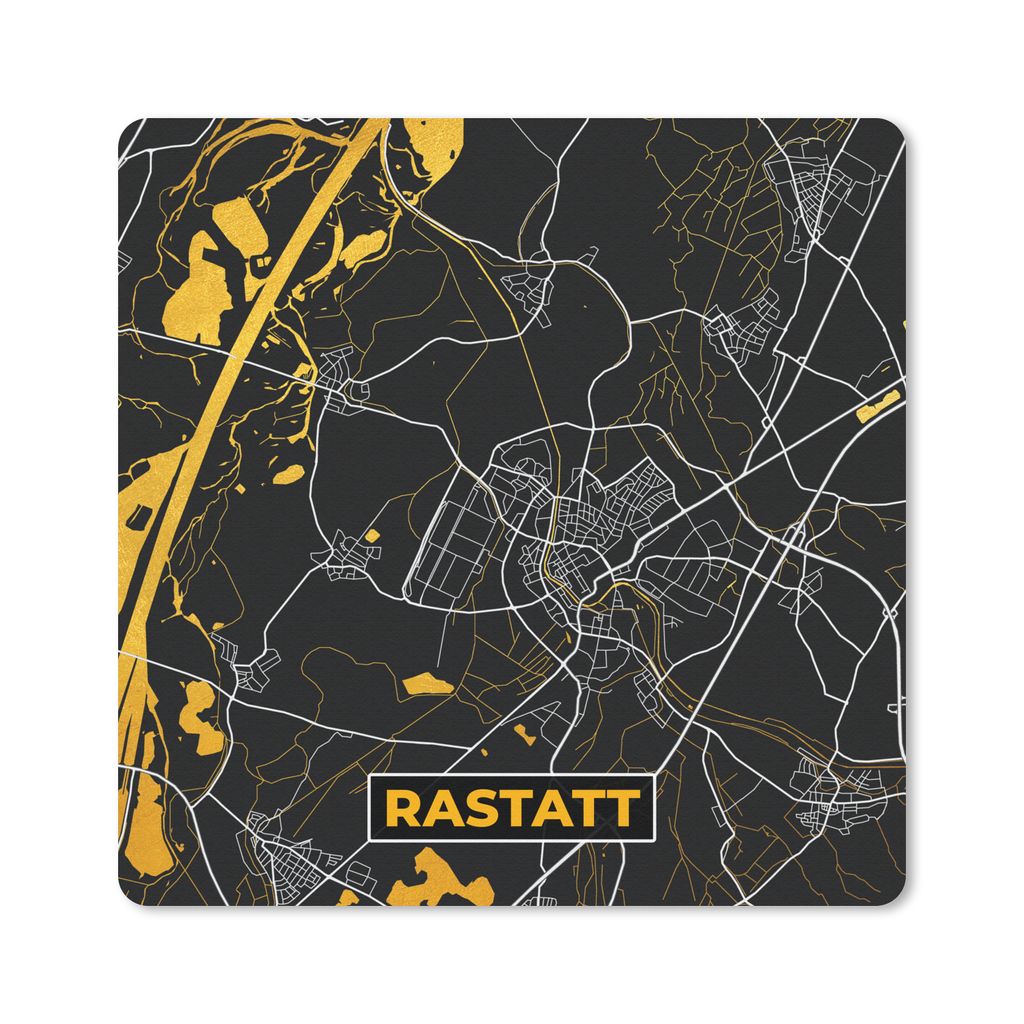 MuchoWow Mauspad Mousepad Gold - Deutschland - Karte - Rastatt 20x20 cm - Mousepads - Maus Mat - Pad - Mausunterlage - Desk Mat - Bureauartikeln