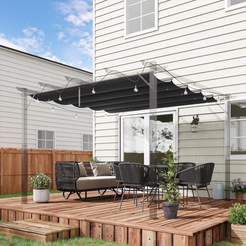 Telo Sostitutivo Per Pergola Outsunny 488x122 Cm – Protezione UV30+, Poliestere 180g/m², Per Strutture 3x3 M, Facile Da Montare