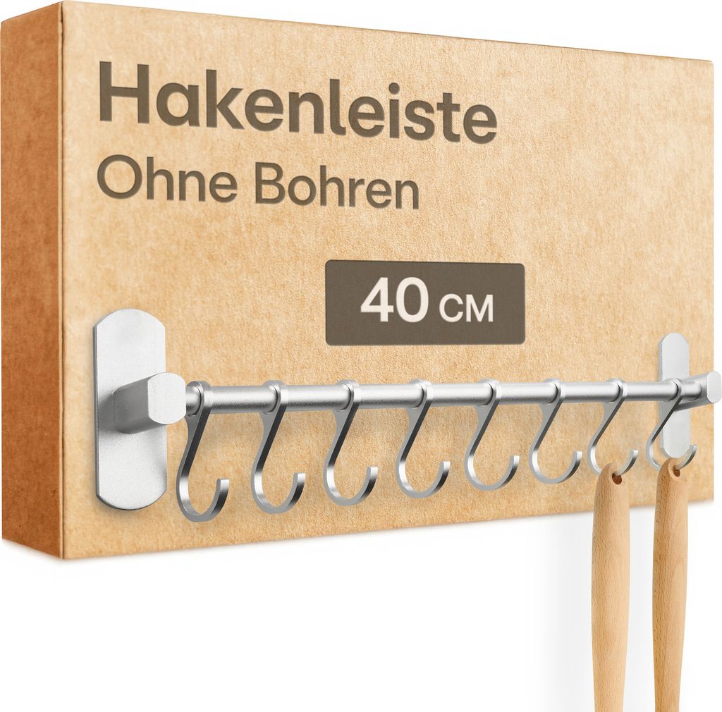 Hakenleiste für Küchenutensilien mit 8 Haken - Ohne Bohren Produktbild 