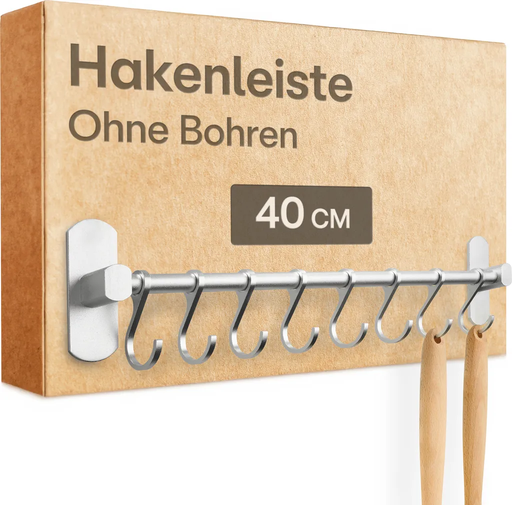 Organizer Cucina Salvaspazio 40cm - 8 Ganci Mobili - Senza Trapano