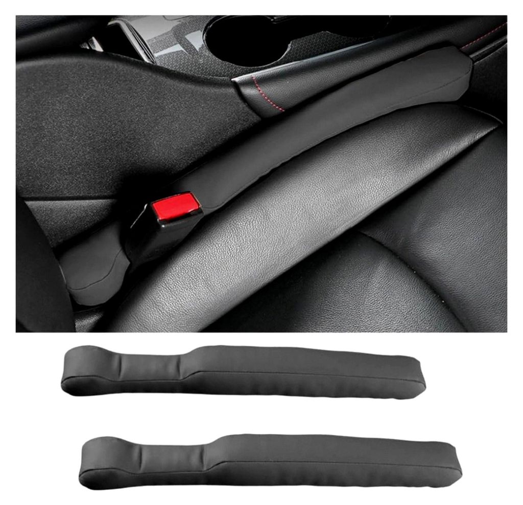 2 Stück Autositz Lückenfüller, Leder Innenausstattung, Universal geeignet für die meisten Automodelle (Schwarz)