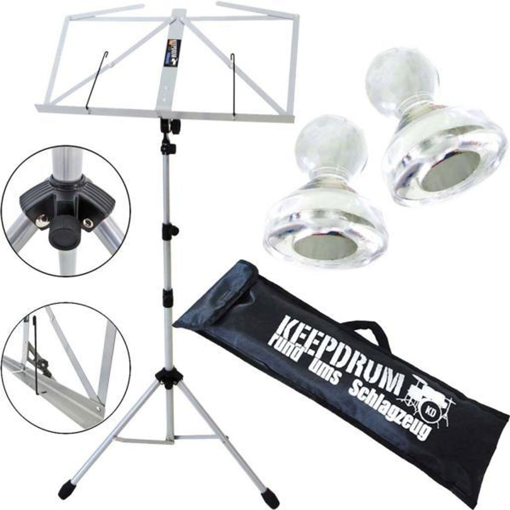 keepdrum MUS3SV Notenständer Silber mit 10 Magnete
