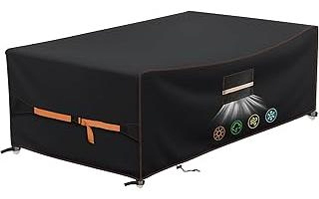 Abdeckung Gartenmöbel, Hochwertige 420D Oxford Gewebe Abdeckplane Gartenmöbel, 250x150x90cm Wetterfest Schutzhülle Gartentisch mit Lüftungsfens...