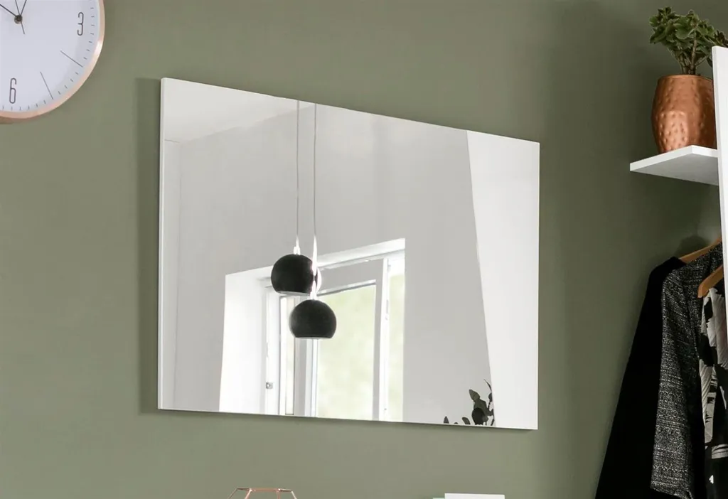Miroir de décoration Viterbo blanc haute brillance 80x60cm robuste