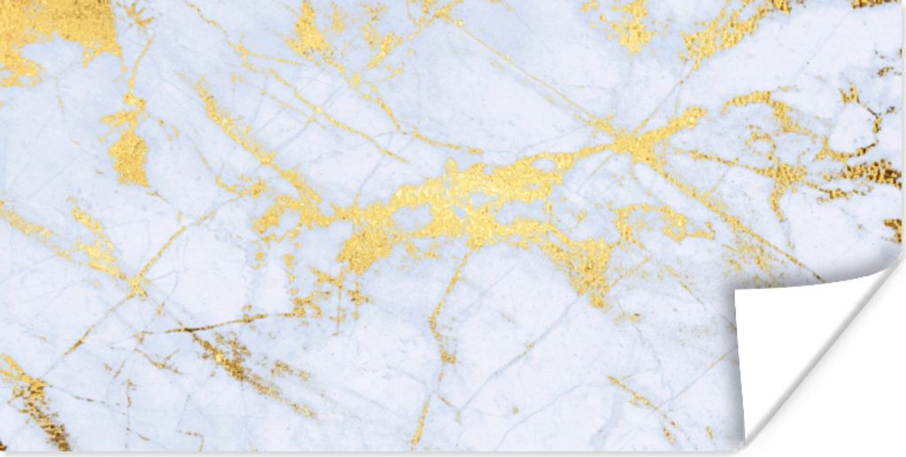 MuchoWow Poster Marmor - Gold - Weiß - Luxe - Marmoroptik - Glitzer 120x60 cm - Bild