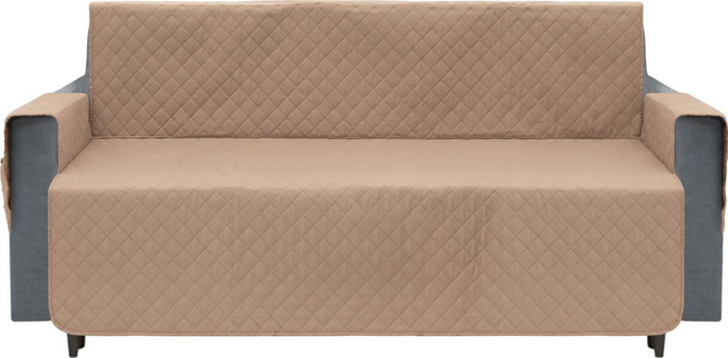 Sitzbezug zum Schutz vor Verschmutzung durch Kinder und Haustiere, Hunde, mit Tasche, Stabil, Gesteppt, Reversible, für Sofa 205 x 110 cm, Beige