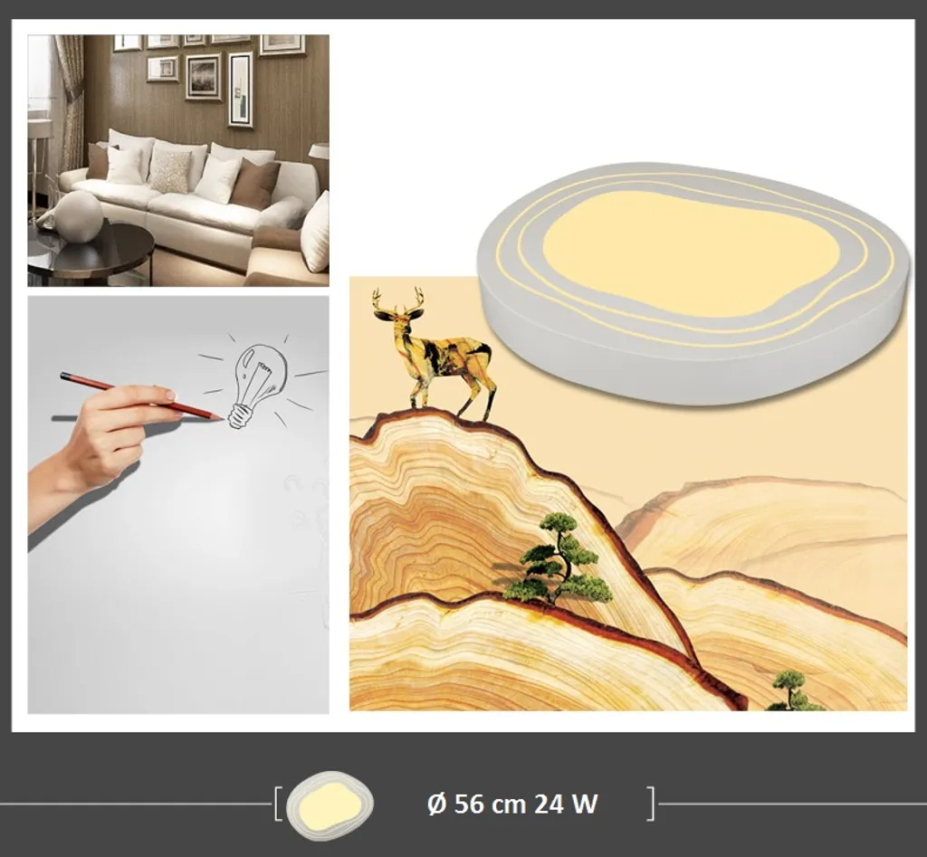 Luminaire de plafond LED dimmable 56 cm couleur ajustable avec commande - 4