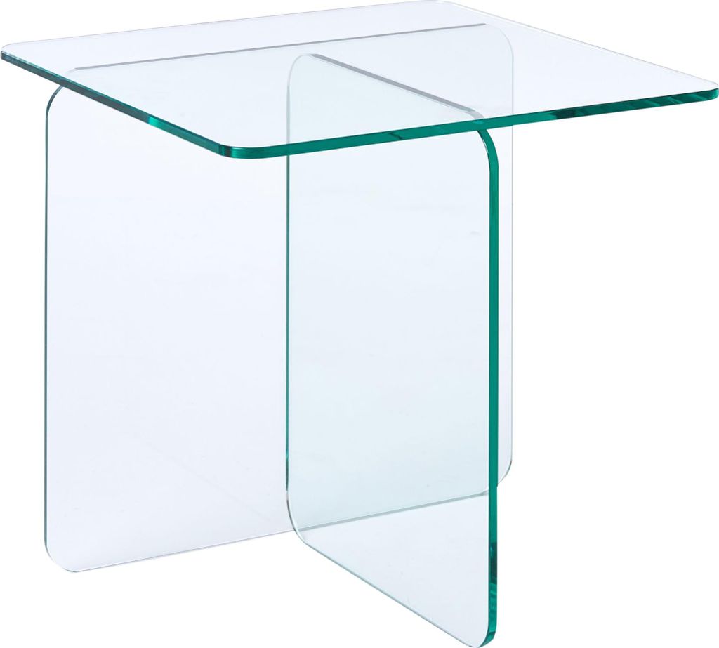 BELIANI Beistelltisch Transparent Glas 46 cm Hoch Quadratisch 50x50 cm Modern Schlicht Tischchen Tisch zum Sofa Couchtisch Kaffeetisch