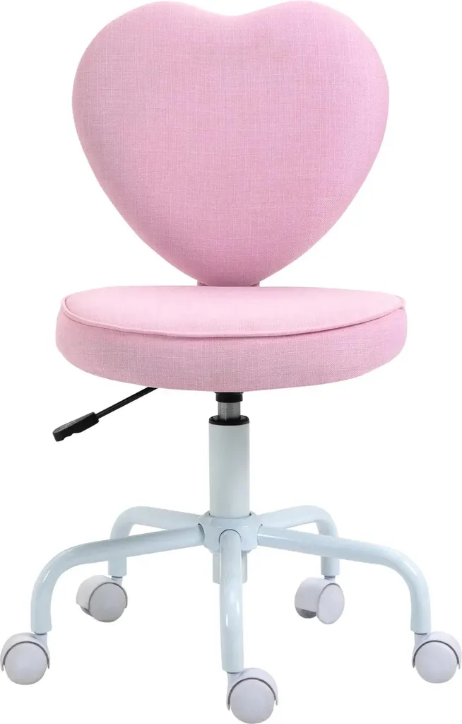 Siège de bureau pivotant rose en lin pour coiffeuse ou télétravail
