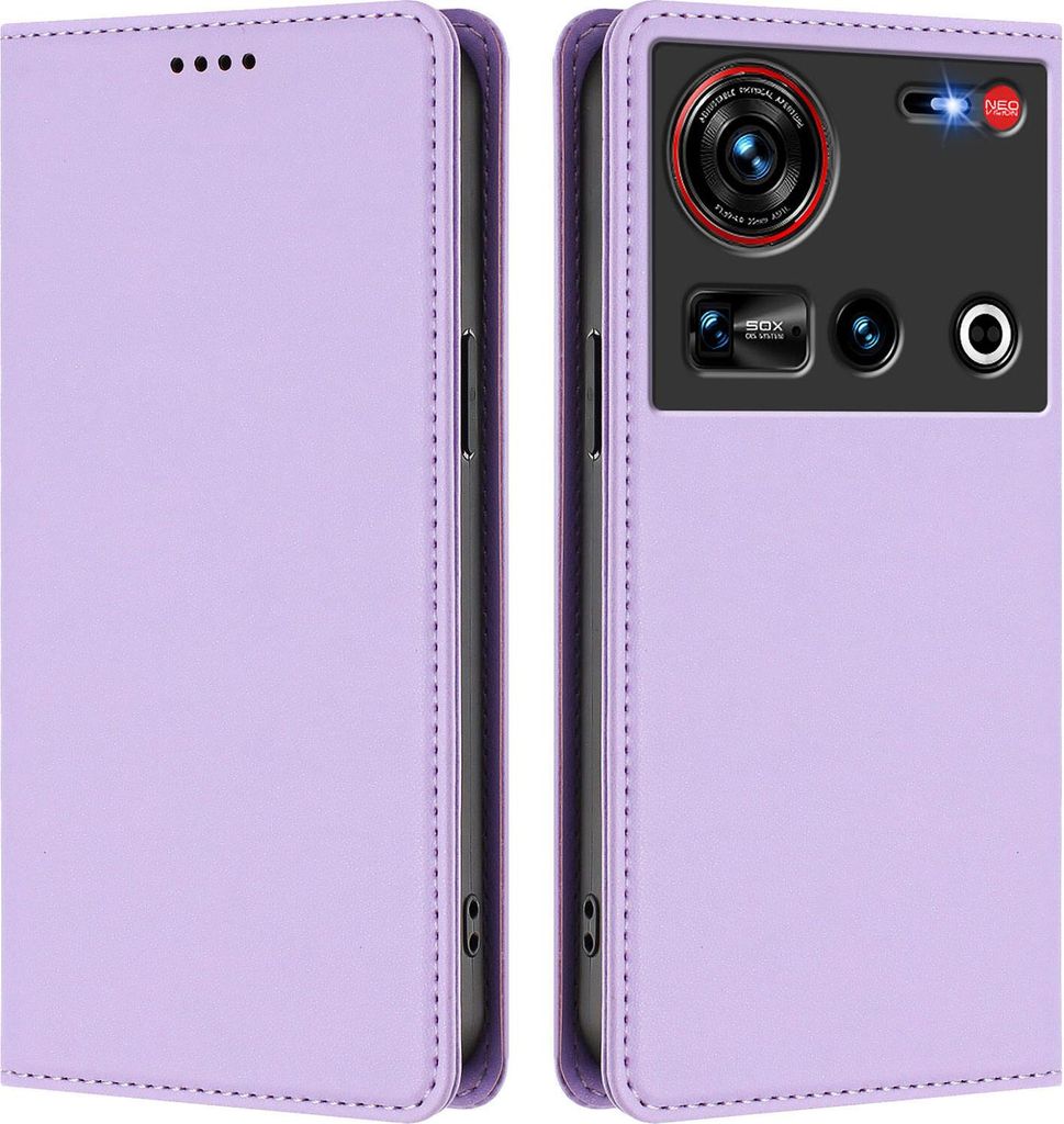 Handyhülle für ZTE Nubia Z70 Ultra/Z70S Ultra, Kunstleder Klapphülle Stoßfeste Magnetische Hülle mit Ständer Violett