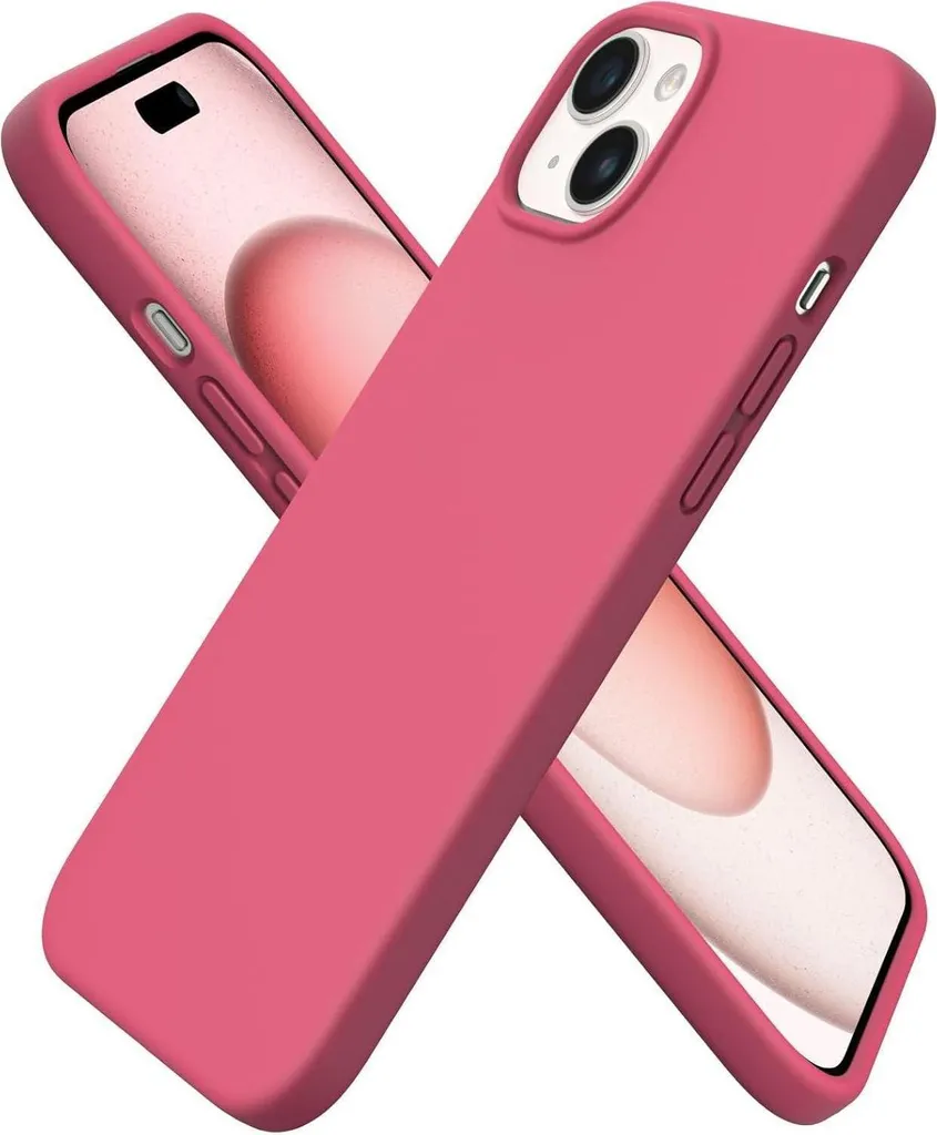 iPhone 15 Plus Custodia in silicone da 6,7 pollici Peach Red 2023 - Resistente ai graffi e agli urti