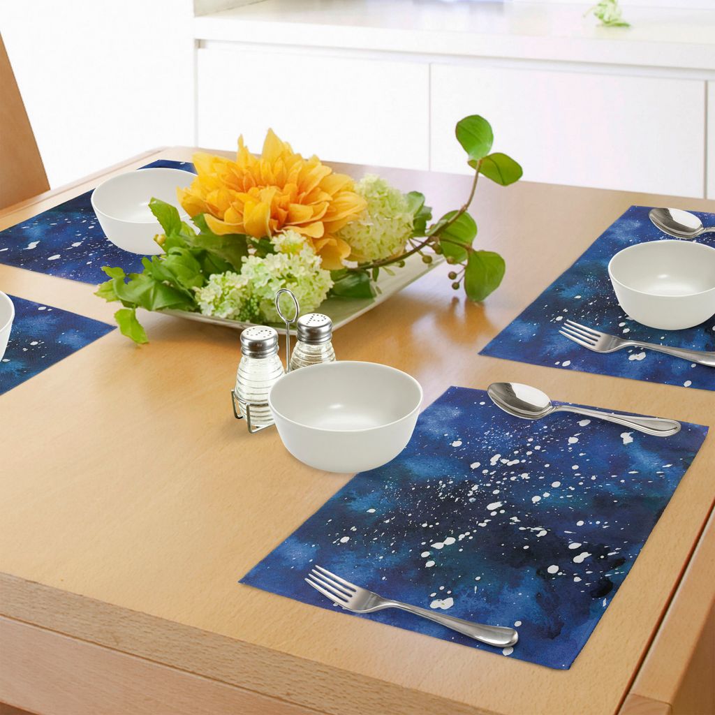 ABAKUHAUS Indigo Platzmatten, Grunge Space Time inspiriert Ombre farbigen modernen künstlerischen Bild, Tiscjdeco aus Farbfesten Stoff für das Es...