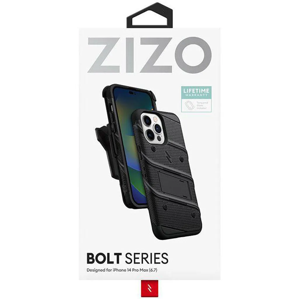 Zizo Bolt iPhone 14 Pro Max: Custodia Militare Nera Ultra Resistente