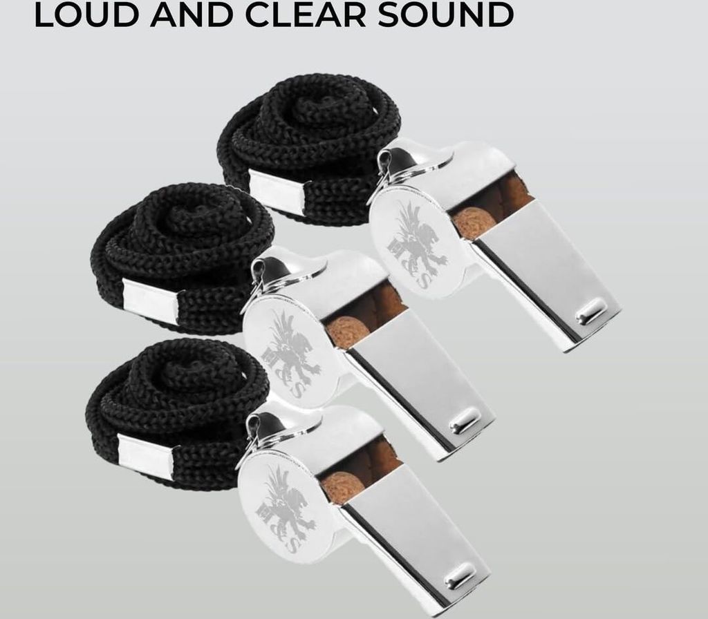 H&S Edelstahl Trillerpfeife mit Schwarzem Band - 3er Set - Produktbild 7