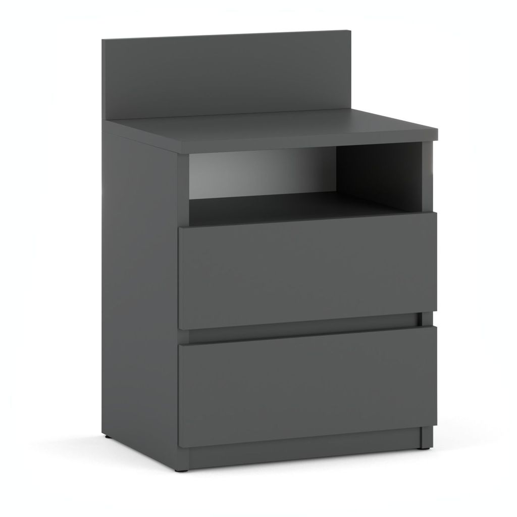 Nachttisch 40x59x32cm - Nachttischschrank für Schlafzimmer - Nachtkommode mit Schubladen - Beistellschrank - Schlafzimmer Nachttisch Grau