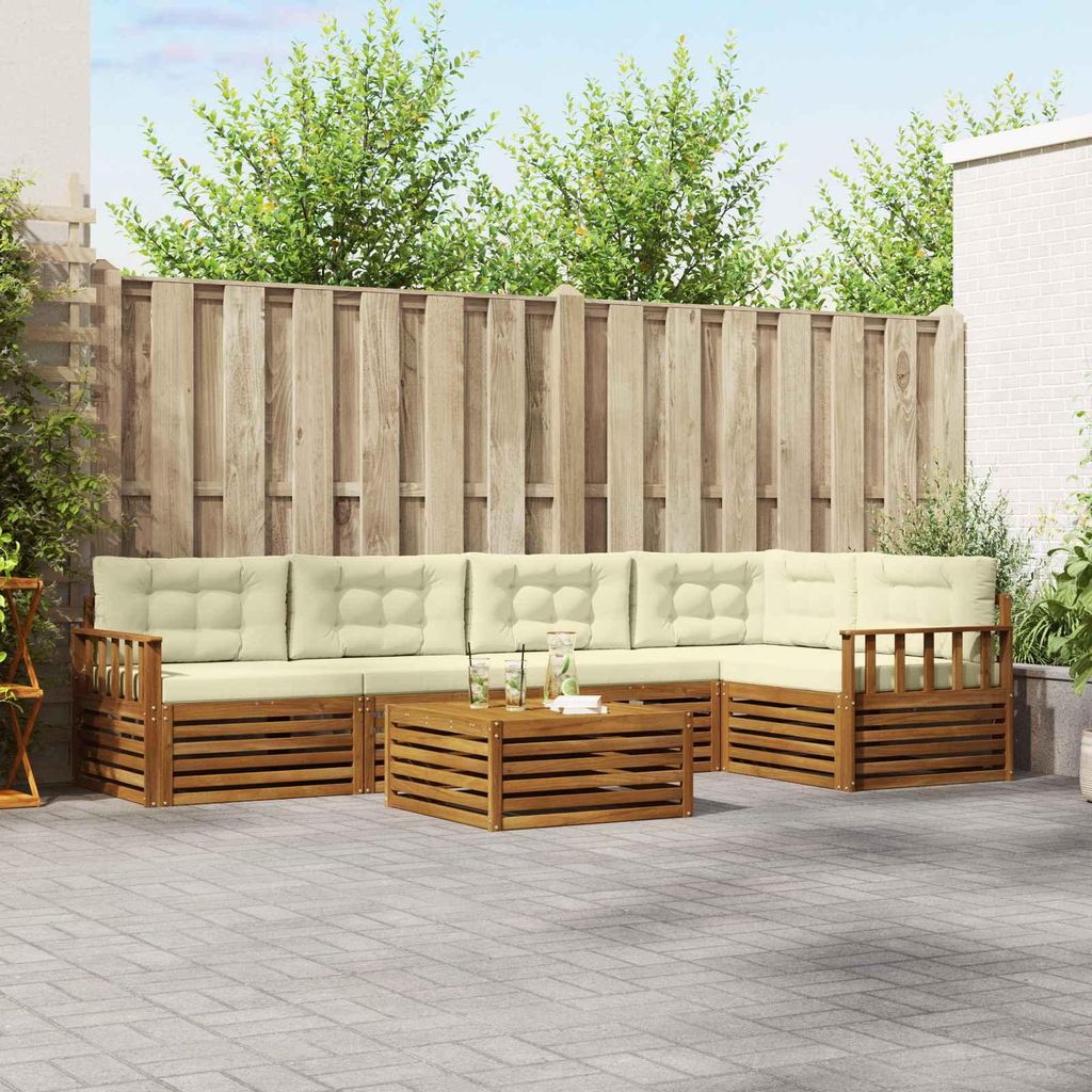 (Robust Möbel)Outdoor-Sofagarnitur - CLORIS - Balkonmöbe/Sitzgruppe - mit Kissen 6 pcs - Moderne Design - Natur und Creme - Gartensofas NeuM...