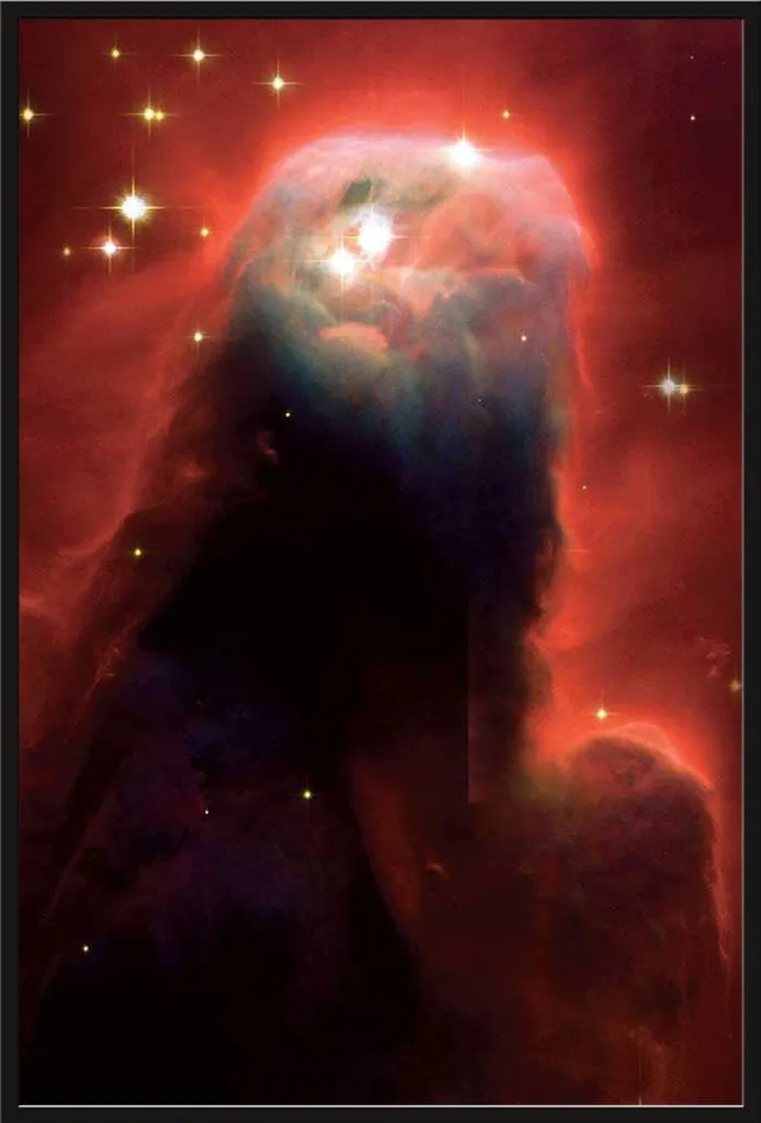 Tableau Astro Nébuleuse du Cône NGC 2264 Sous Cadre Noir Shinsuke® 61cm