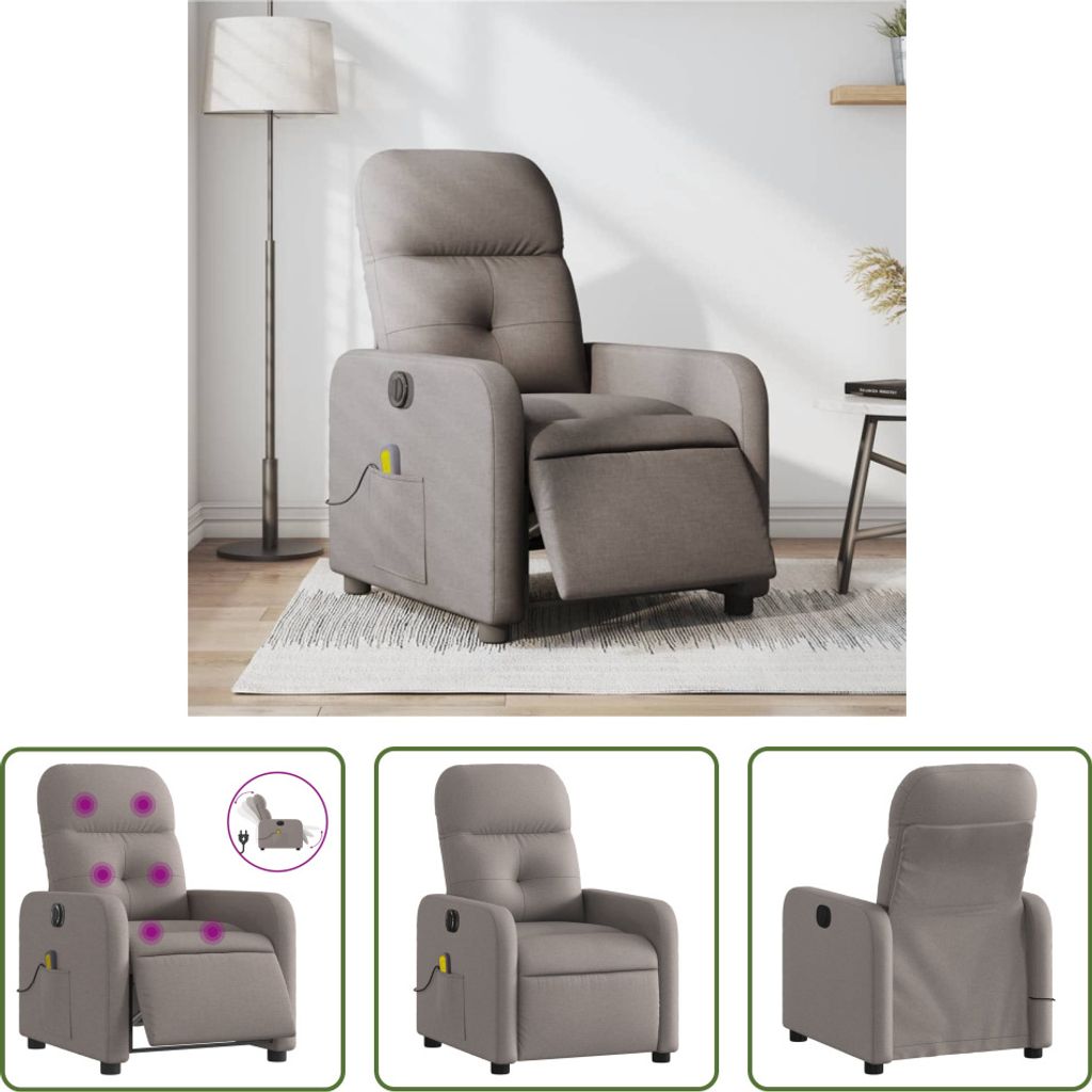 The Living Store Massagesessel Elektrisch Taupe Stoff