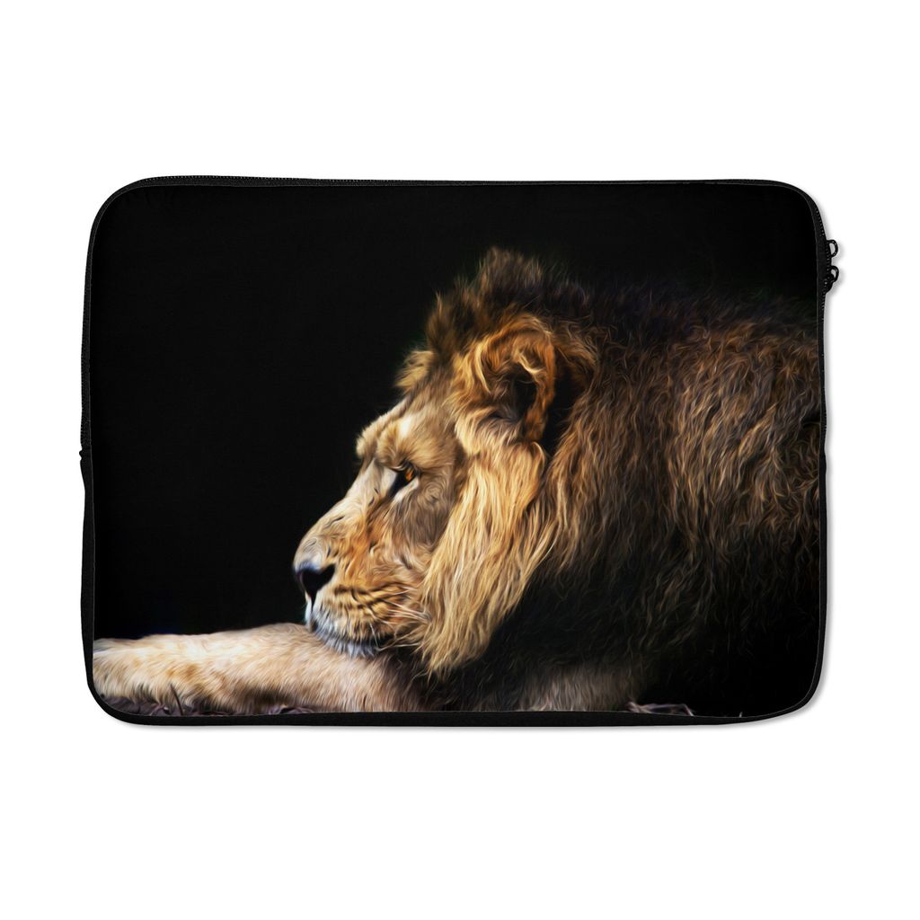 MuchoWow Laptop Hülle 14 ZollProfil - Löwe - Schwarz Laptoptasche - Laptoptasche - Stoßsicher - Schutzhaube