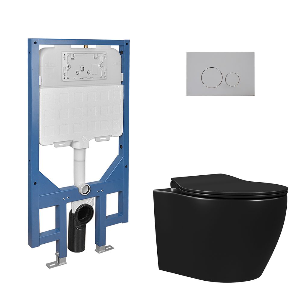 DeerValley Wand wc wc spülrandlos 1.6 GPF/1.1 GPF Doppel wandtoilette, weiche geschlossene kompakte Toilette, schwarz wassertank-WC, DV-1F0069B-CF