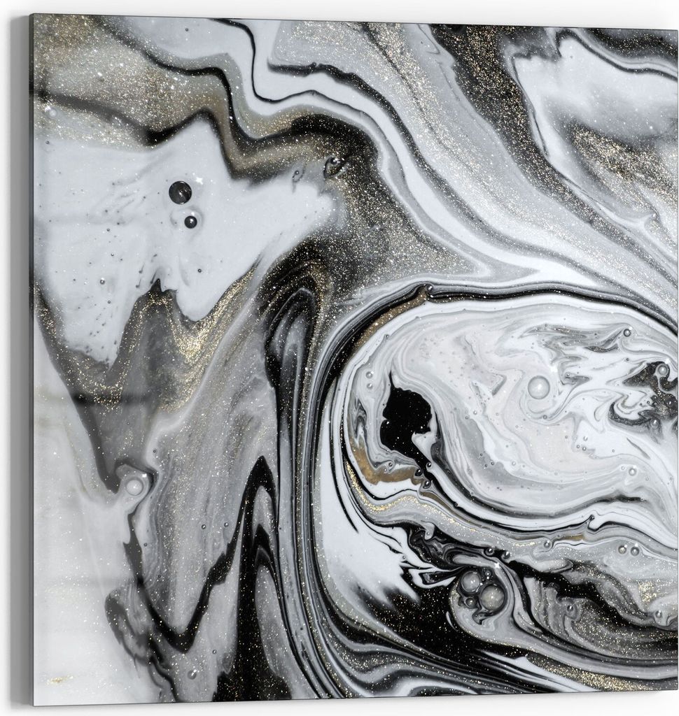 DEQORI Glasbild Echtglas 50x50 cm 'Aufwendiger Marmordekor' Wandbild Bild modern Deko