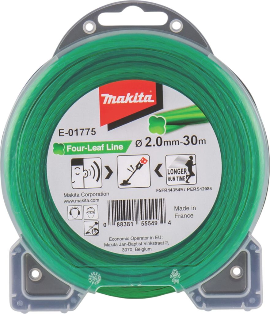 A spool of green trimmer line in its retail packaging.