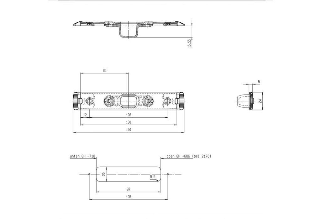Schließteil Bolzenr.U-St.24x5mm L/R VA FUHR