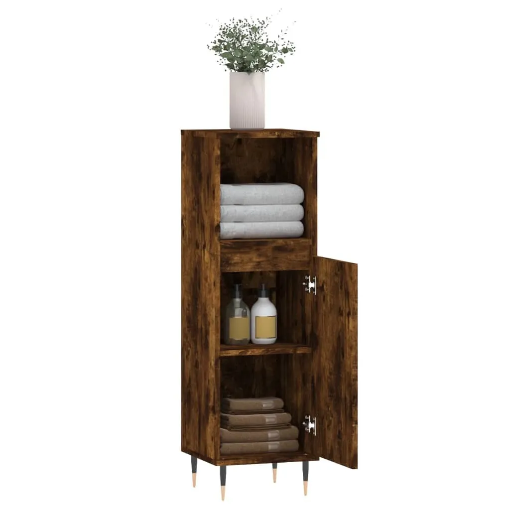 Mobile Bagno Rovere Fumé 30x30x100 cm | Colonna Salvaspazio Legno - 4