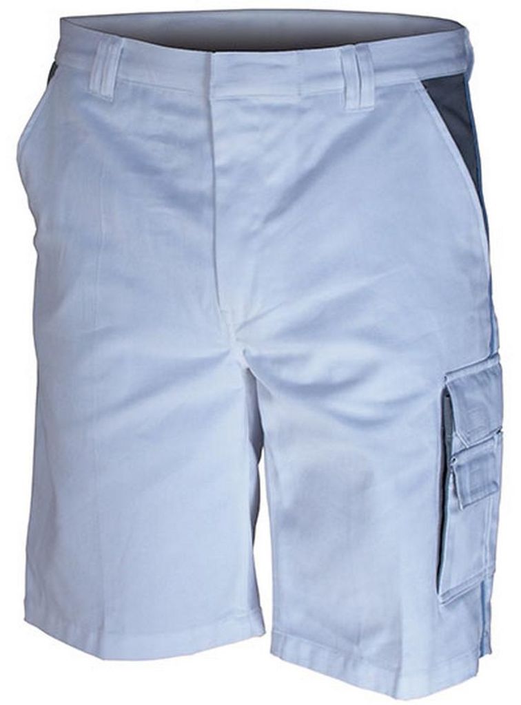 Carson Contrast - Arbeitshose Shorts für Herren/Damen Unisex LT6121 (46R) (Weiß/Grau)