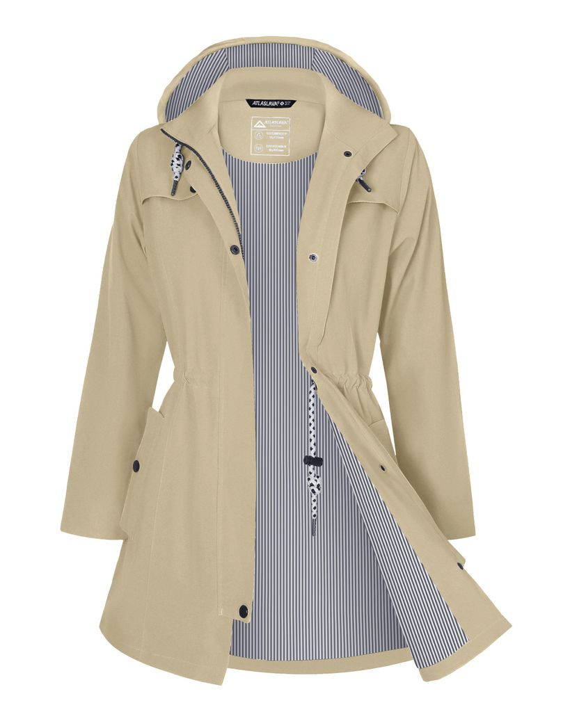 ATLASLAVA Regenjacke Damen Lang Wasserdicht Atmungsaktiv Produktbild 
