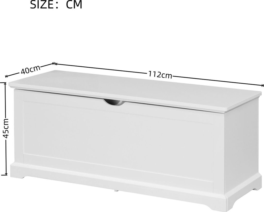 Schuhbank Weiss Sitzbank MDF Lackiert Aufbewahrungsbank Klappdeckel Flurbank Schuhaufbewahrung Schlafzimmer 112x40x45 cm
