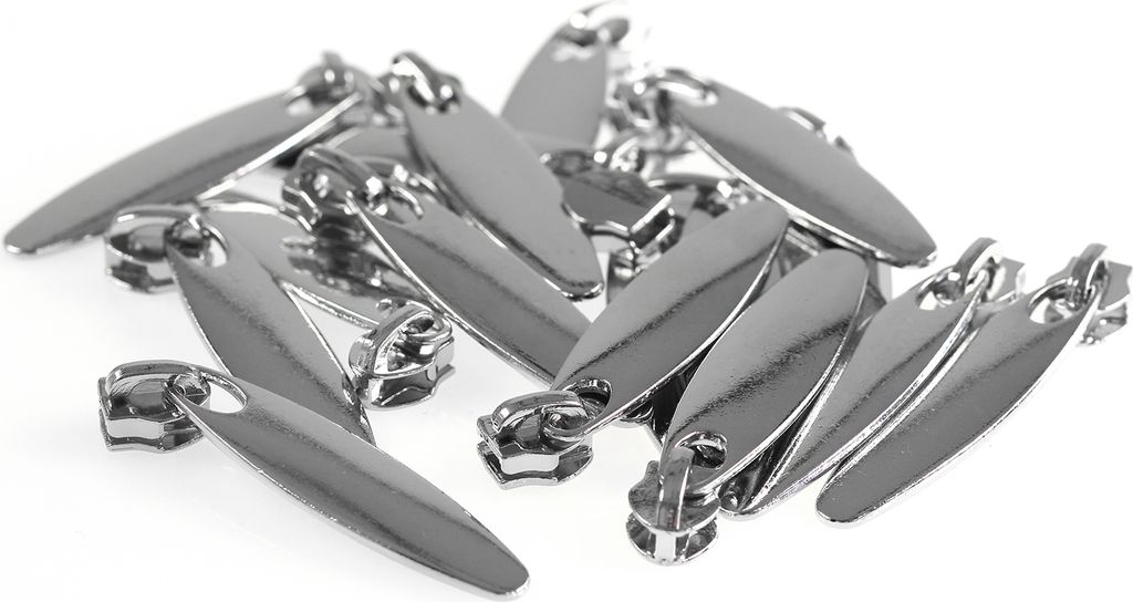 4 Zipper für Spiralreißverschluss, 5mm, non lock, silber