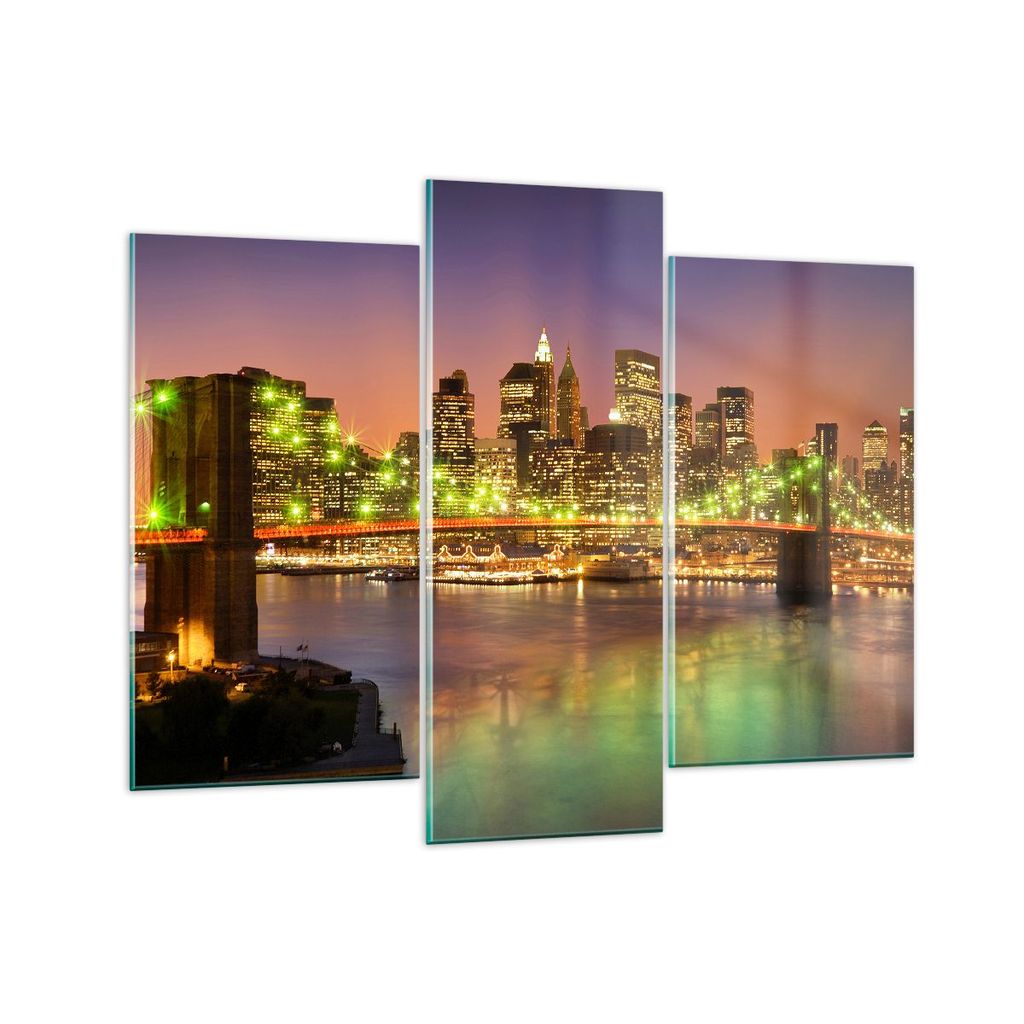 Bilder auf glas - New York Brücke - 130x100cm - Glasbilder - Wandbilder - Kunstdruck - zum Aufhängen bereit - Wanddekoration aus Glas - Glas Bild...