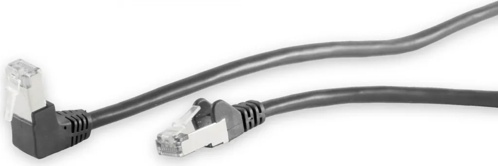 Câble réseau RJ45 Cat 6 S/FTP PIMF Noir Coudé 90 Degrés de 3 Mètres
