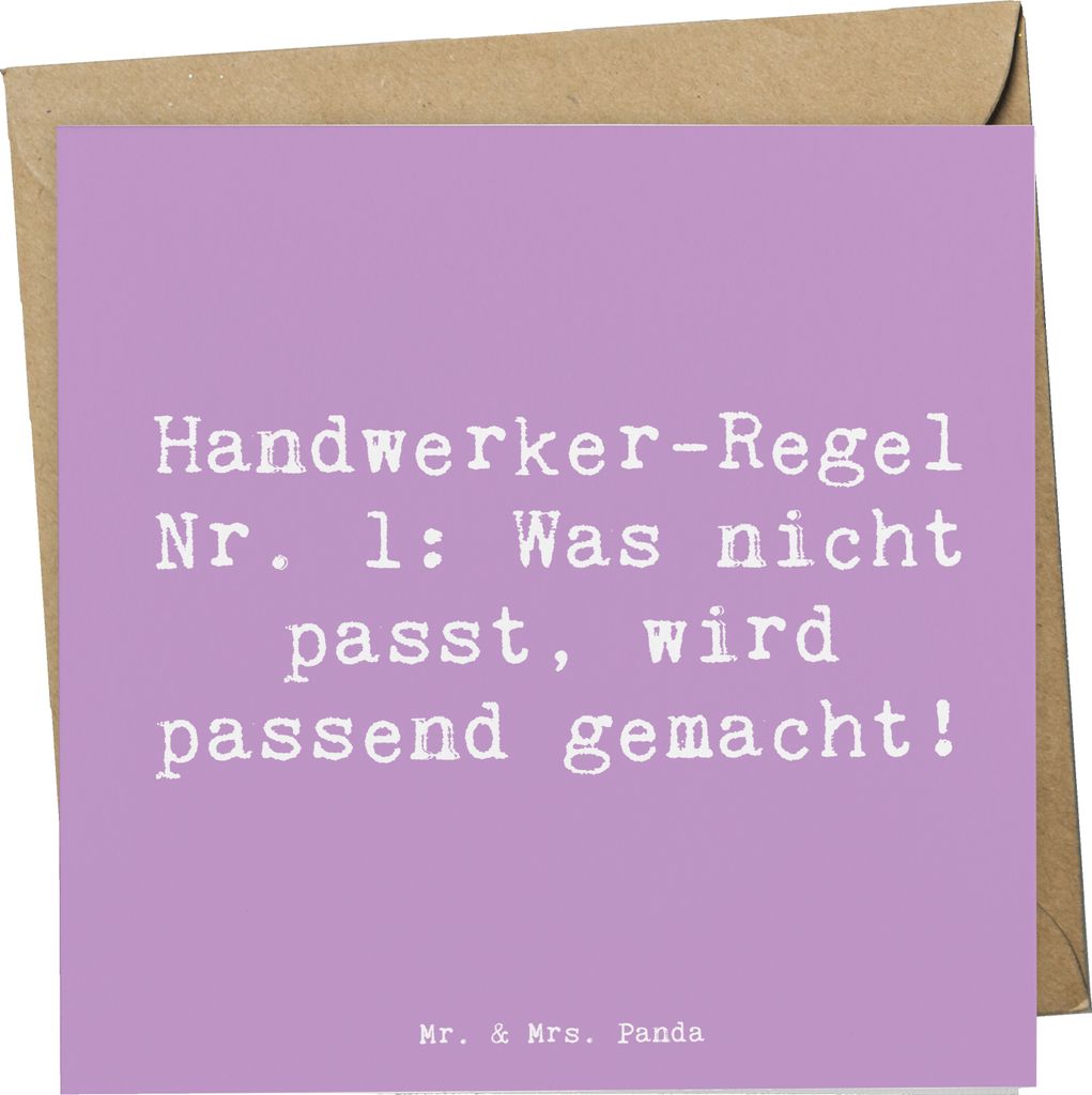 Mr. & Mrs. Panda Glückwunschkarte Spruch Handwerker Lösung - Lavendeltraum - Geschenk, doppelkarte, Beruf, Schreiner, Werkstatt-Spruch, Handwerke...