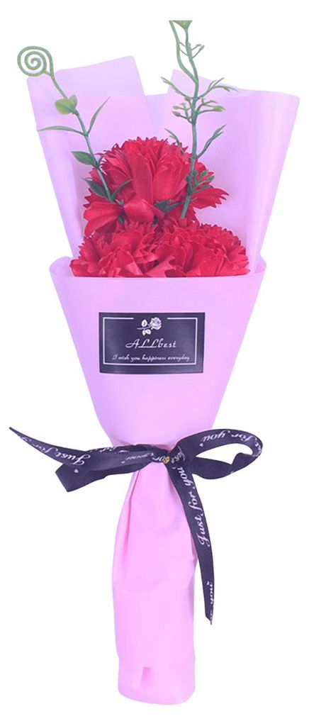 Künstlicher Nelkenstrauß (3/5 Köpfe), verpackt, duftend, für Valentinstag, Muttertag, Geburtstag