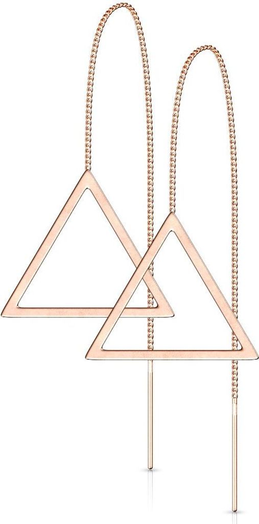 Damen Edelstahl Ohrstecker Ohrringe Ohrhänger Durchzieher Dreieck Triangel Autiga rosegold