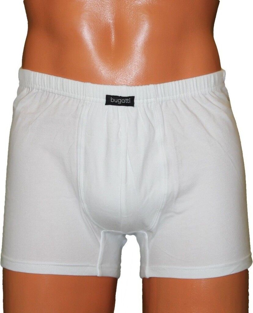 2 Bugatti Herren Boxershorts mit hohem Baumwollanteil schwarz oder weiß, Farbe:Weiss, Grösse:7/XL