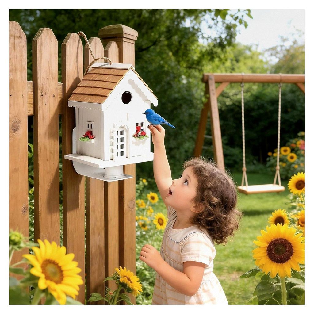 Vogelfutterstation für den Außenbereich - Sonnenschutz und einfache Installation | Futterspenderhalter für kleine Wildvögel | geeignet für Fin...