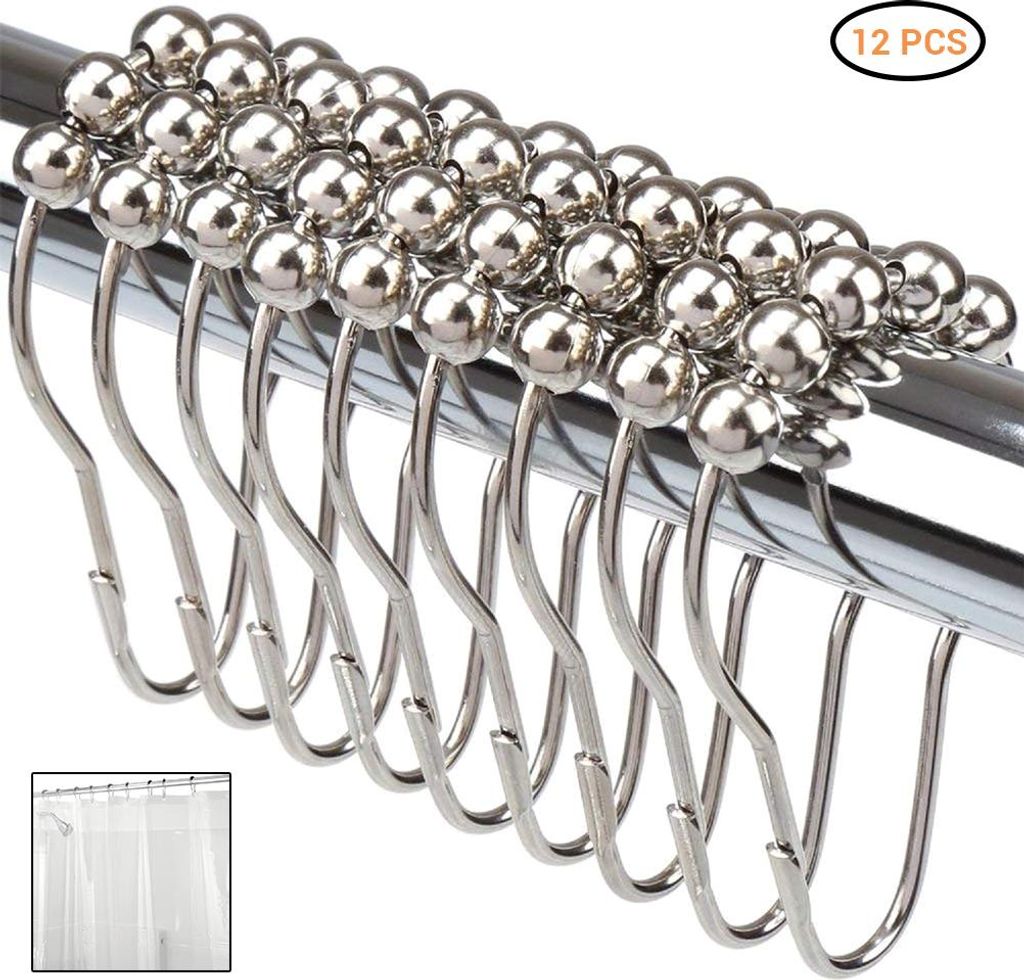 12PCS Antirust Double Glide Dusche Vorhanghaken für Badezimmer Dusche Stangen Vorhänge