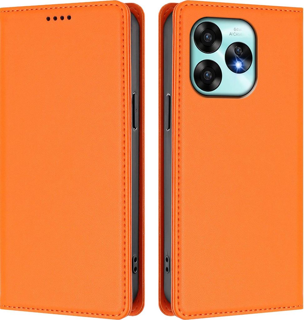 Handyhülle für Umidigi A15 / 15C / 15T, Kunstleder Klapphülle Stoßfeste Magnetische Hülle mit Ständer Orange