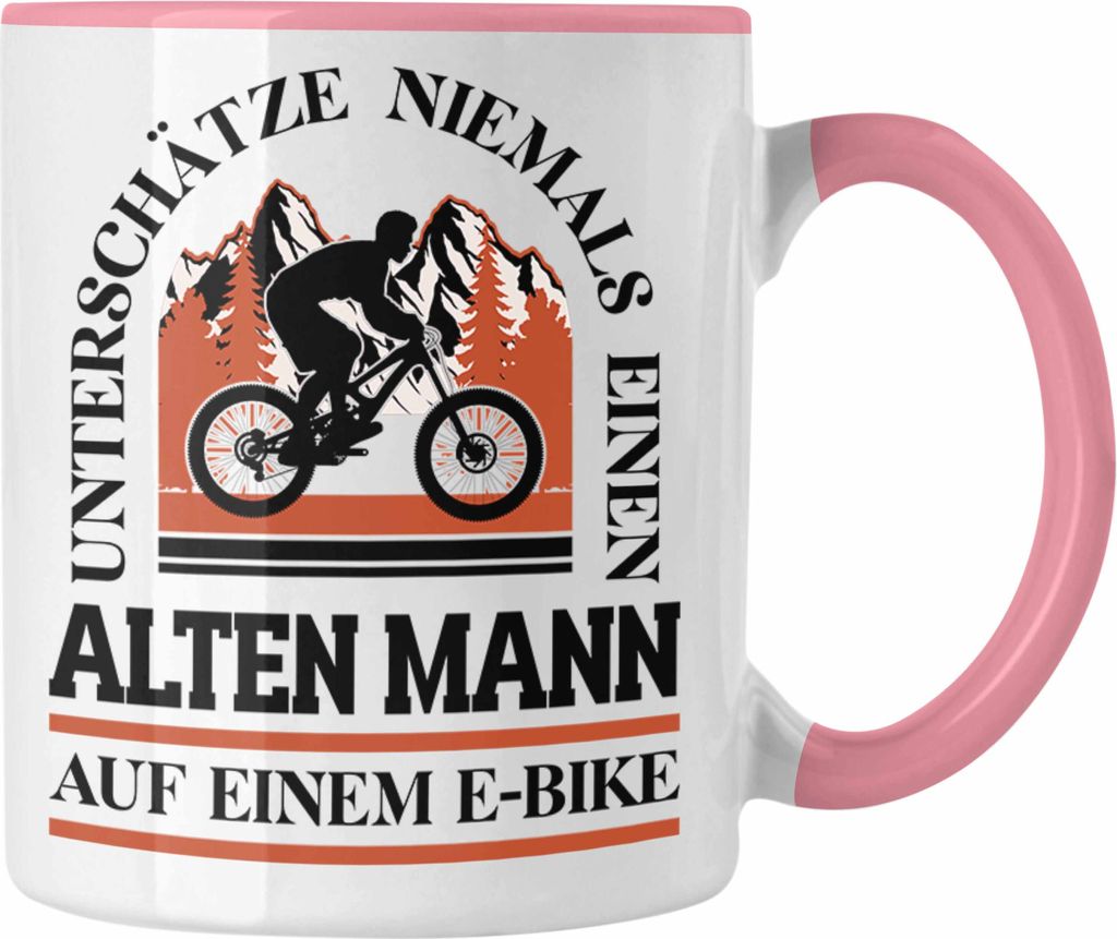Trendation - Elektrofahrrad E-Bike Tasse mit Spruch Geschenk Ebike Lustige Geschenke Kaffeetasse Rentner (Rosa)