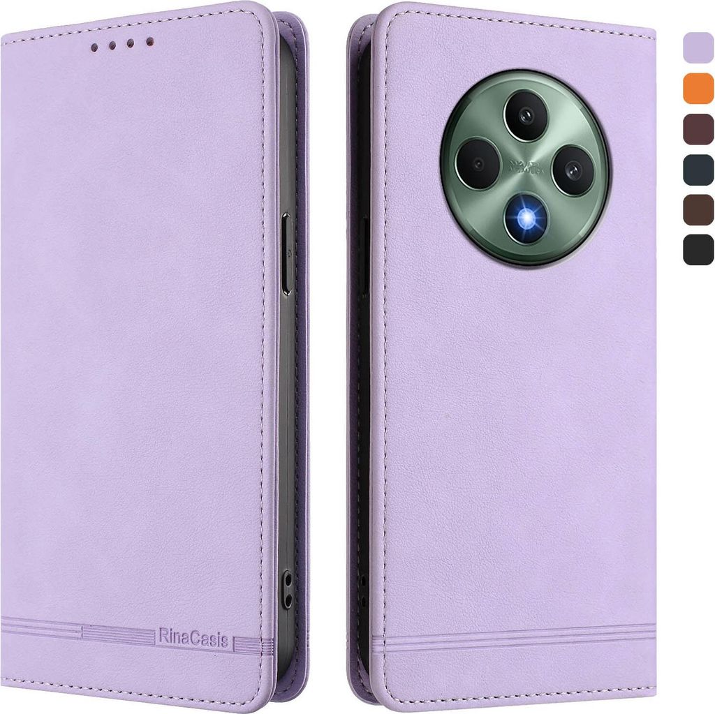 Hülle für Oppo Reno12 F 5G/Reno12 F 4G, Retro Kunstleder Ständer Klapphülle mit Kartenfächer und Magnetische Violett