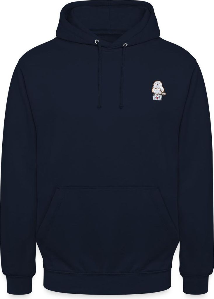 Spreadshirt Harry Potter Hedwig Mit Briefumschlag Stick-Design Uni Hoodie, XL, Navy