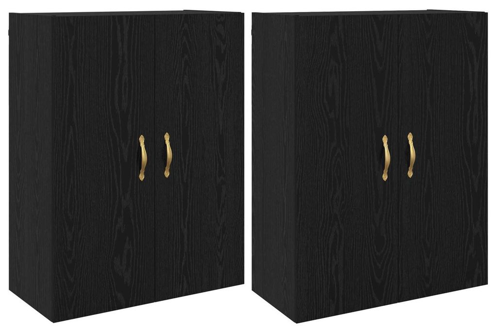 Wandschrank 2 pcs Schwarz Eichen-Optik 69,5 x 34 x 90 cm