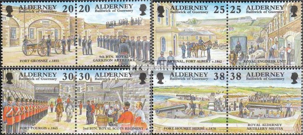 Briefmarken GB - Alderney 1999 Mi 137-144 Paare gestempelt Entwicklung