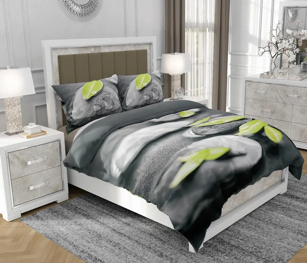 SOVIO So.0011 Set Letto 140x200 cm Verde | Puro Cotone e Chiusura Zip
